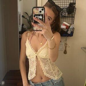 Princess Poly yellow floral lace top